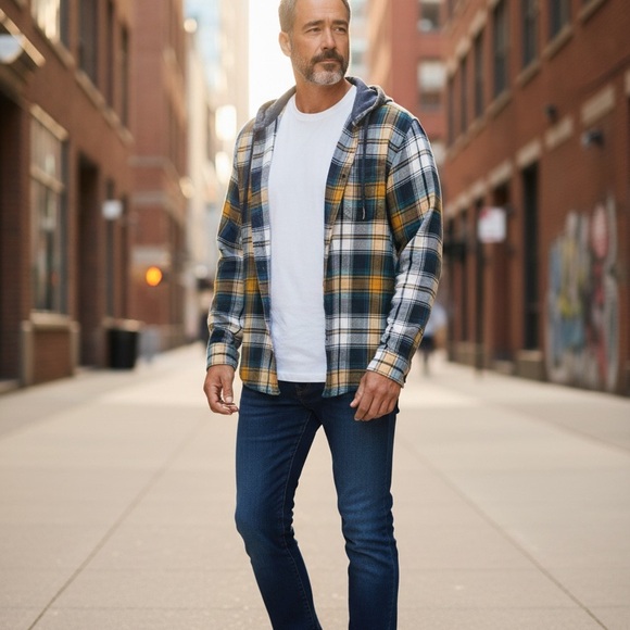 RedHead Other - Red Head Men's Hooded Plaid Flannel Shirt LT Long Sleeve